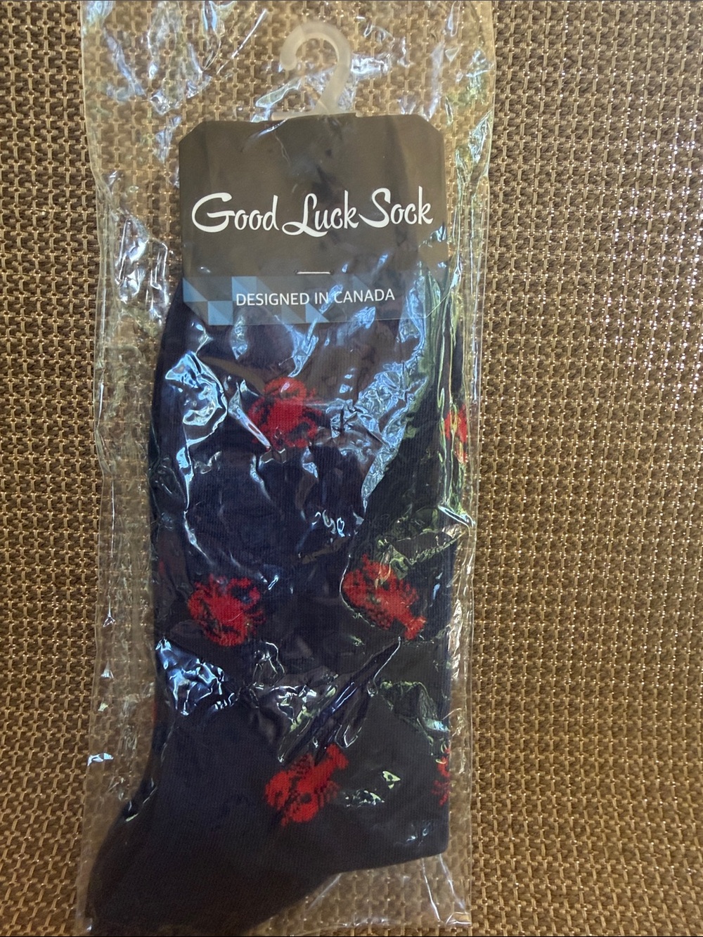 Good Luck Sock with Red Lobster Motif NWT
